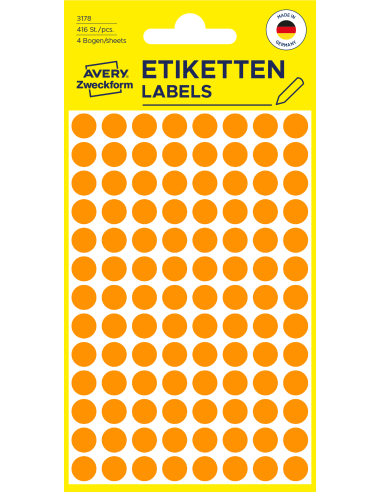 Markeerimispunktid Zweckform 3178 Ø8mm 416tk/pk neoonoranz