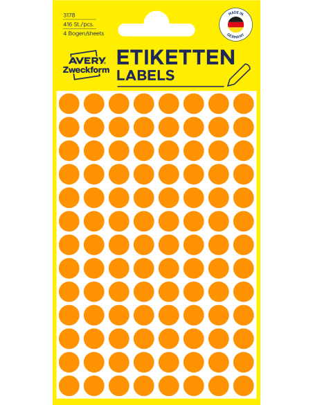 Colour coding dots Zweckform Ø8mm, 416pcs neon orange