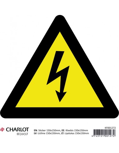 Label 150x150mm risk of electric shock