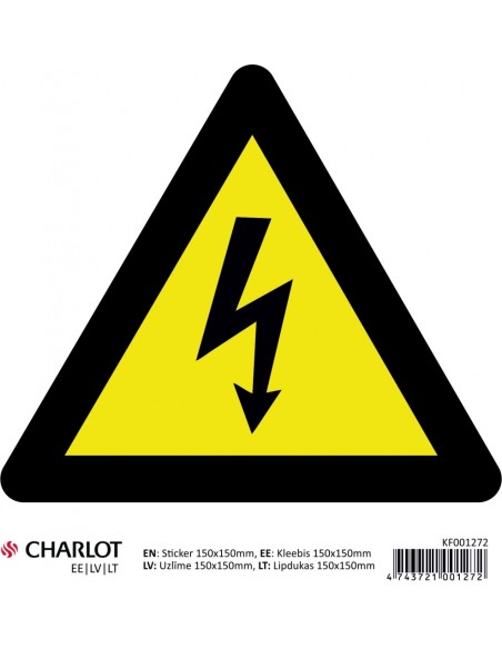 Kleebis Charlot 150x150mm Elektrilöögioht, kollane