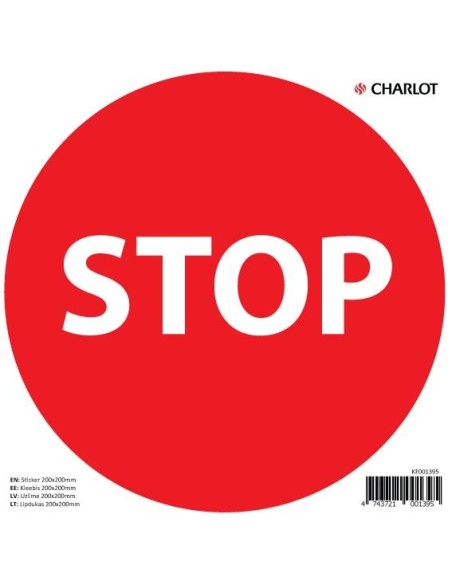 Label STOP 200x200mm, red