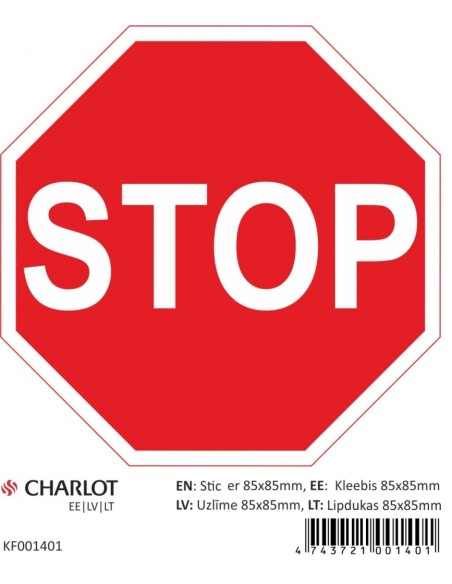 Label 85x85mm STOP