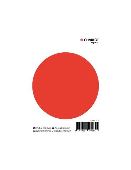 Label 85x85mm safety circle, red