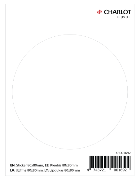 Label 85x85mm safety circle, white