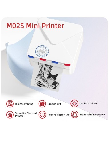 Etiketiprinter M02s TT 300dpi, bluetooth, kaasaskantav, valge/ must