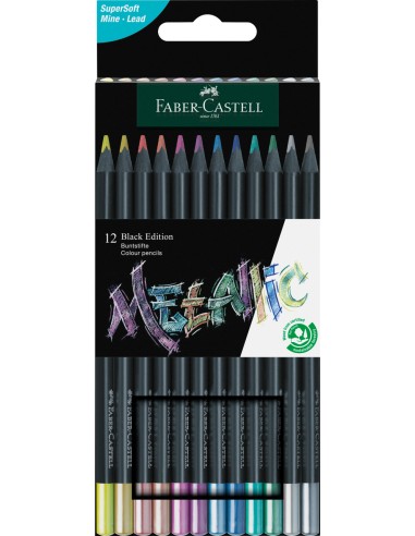 Värvipliiatsid Faber-Castell Black Edition 12-värvi metallic värvid