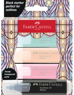 Markerid Faber-Castell TL Glassy Pastel, pappkarbis 4tk/pk