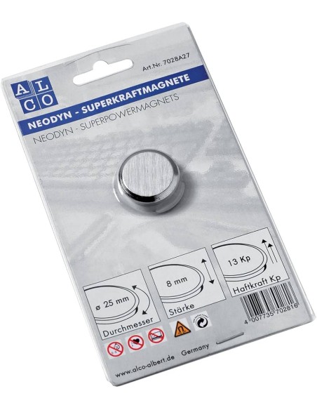 Tahvlimagnet ALCO 7028A super tugev 25mm, hõbe 1tk/pk