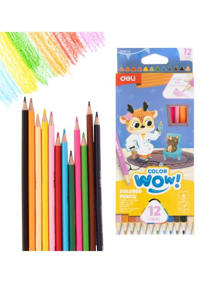 Värvipliiatsid DELI ColorWow 12 värvi kolmetahulised