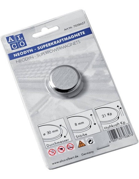 Tahvlimagnet ALCO 7038A super tugev 30mm, hõbe 1tk/pk