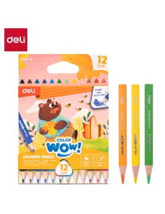 Värvipliiatsid DELI ColorWow 12 värvi lühikesed kolmetahulised