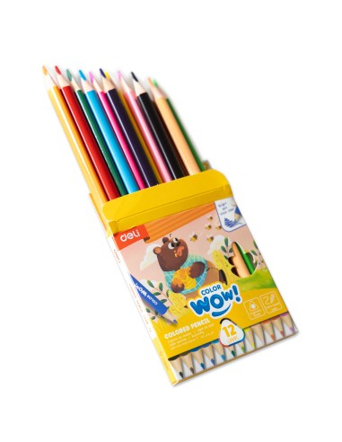 Värvipliiatsid DELI ColorWow 12 värvi lühikesed kolmetahulised