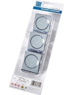 Magnet clip, silver, 38 mm, power:15 pcs DINA4, 3 pcs on blister-card