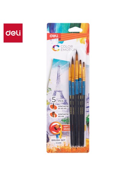 Brush DELI 5 PCS,Synthetic: Round head, Flat head
