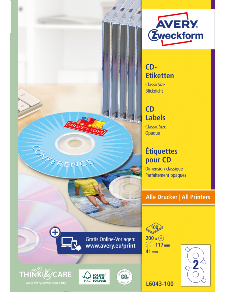 Labels Zweckform for CD A4/100sh