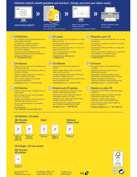 Labels Zweckform for CD A4/100sh