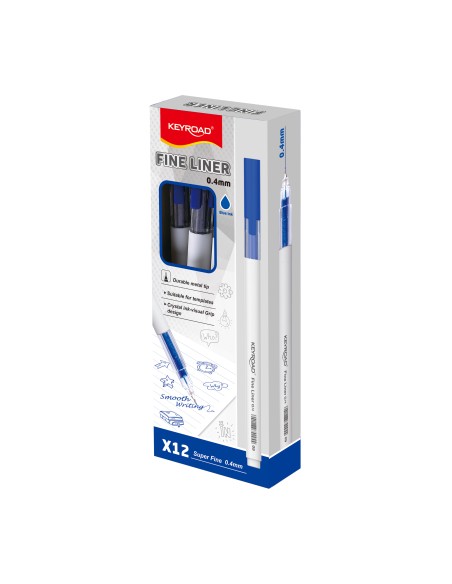NEW! Fine Liner 0.4mm, crystal grip zone, blue color, 12pcs/color box