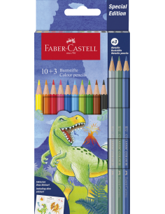 Värvipliiatsid Faber-Castell Dino 10+3-värvi