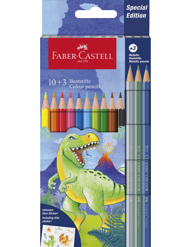 Värvipliiatsid Faber-Castell Dino 10+3-värvi