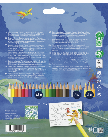 Värvipliiatsid Faber-Castell Dino 18+6-värvi