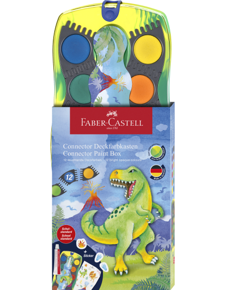 Vesivärvid Faber-Castell Connector Dino 12 värvi