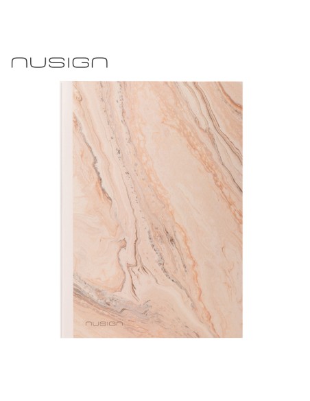 Märkmik Nusign A5/80L, PU-kaaned, joon/ruut marmor roosa