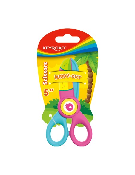 Kids 5" bladeless safety scissor with printing, 1pc/card