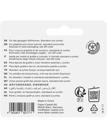 Pliiatsiteritaja Faber-Castell Sleeve, kogujaga, 2-ava, vasakukäelistele blistris