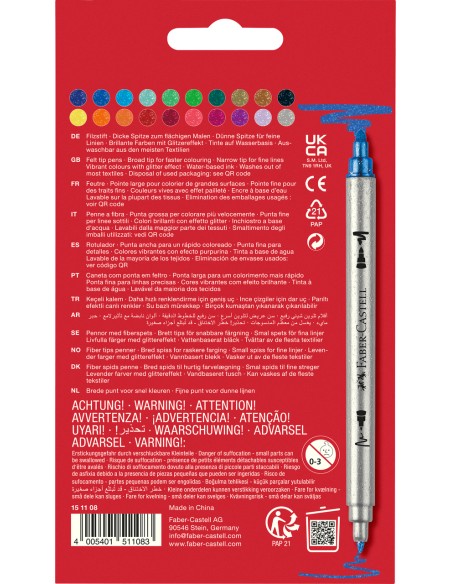 Viltpliiatsid Faber-Castell 2-otsaga 20-värvi glitter