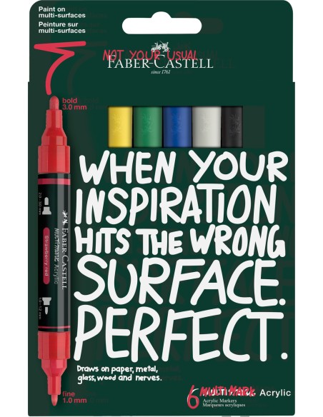 Akrüülmarkerid Faber-Castell Multimark 6-värvi põhivärvid