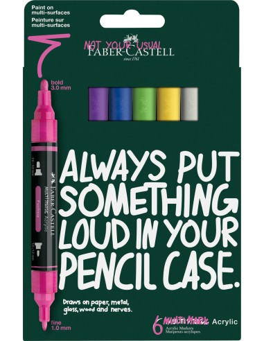 Akrüülmarkerid Faber-Castell Multimark 6-värvi intensiivsed