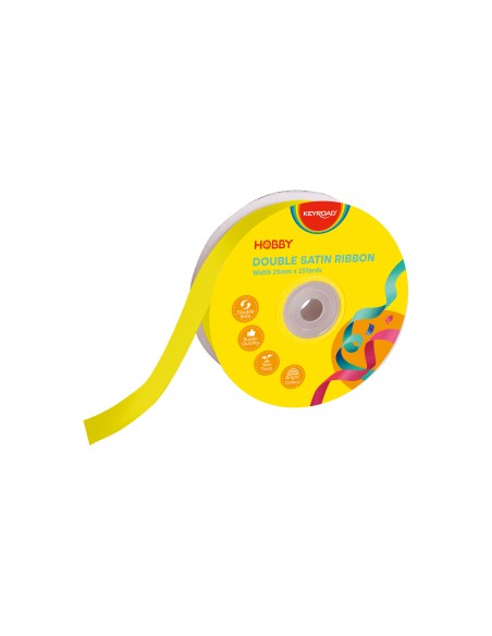 Double satin ribbon, Width 25mm x 25Yards,yellow 220