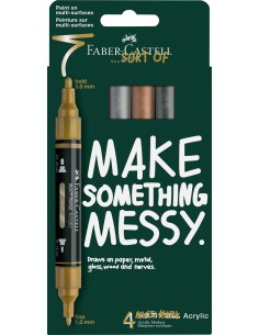 Akrüülmarkerid Faber-Castell Multimark 4-värvi metallik