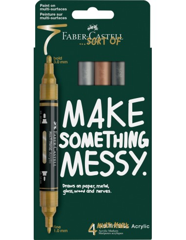 Akrüülmarkerid Faber-Castell Multimark 4-värvi metallik