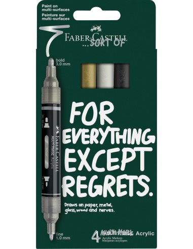 Akrüülmarkerid Faber-Castell Multimark 4-värvi klassikalised