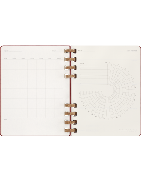 Kalendermärkmik Moleskine dateerimata 20x25cm, nädal, spiraal, punane