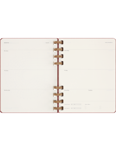 Kalendermärkmik Moleskine dateerimata 20x25cm, nädal, spiraal, punane