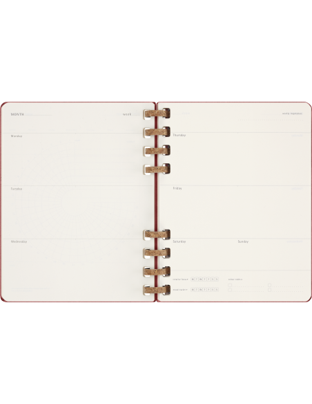 Kalendermärkmik Moleskine dateerimata 20x25cm, nädal, spiraal, punane