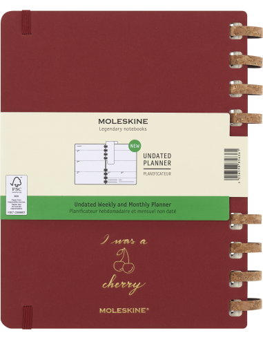 Kalendermärkmik Moleskine dateerimata 20x25cm, nädal, spiraal, punane