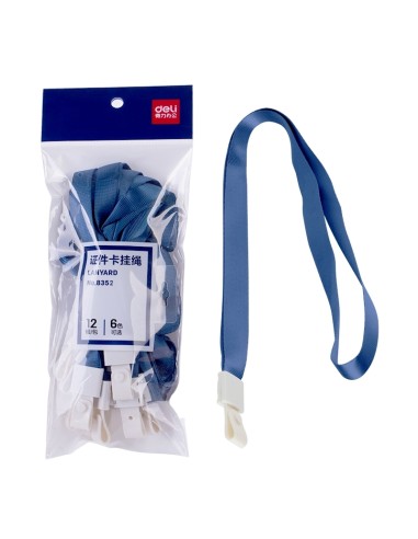 Kaelapael DELI 45x1cm tume sinine, plastikust kinnitus (valge clip)
