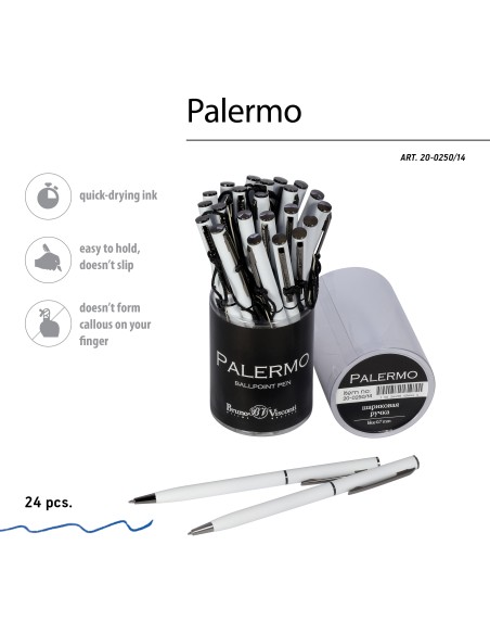 Blue ink metal body ballpen "PALERMO" 0,7 MM, white body