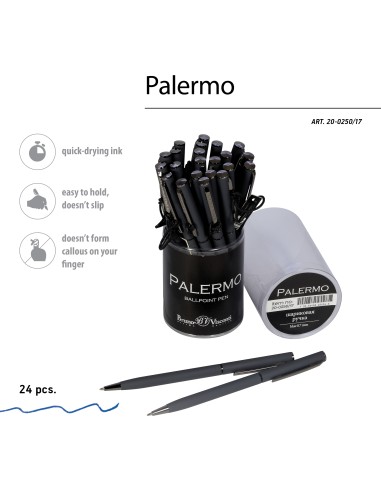 Blue ink metal body ballpen "PALERMO" 0,7 MM, graphite body