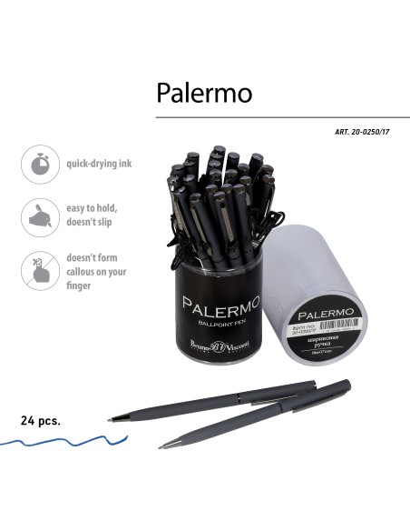 Blue ink metal body ballpen "PALERMO" 0,7 MM, graphite body