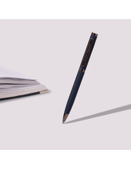 Blue ink metal body ballpen "FIRENZE" 1,0 MM, blue body