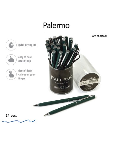 Blue ink metal body ballpen "PALERMO" 0,7 MM, green body