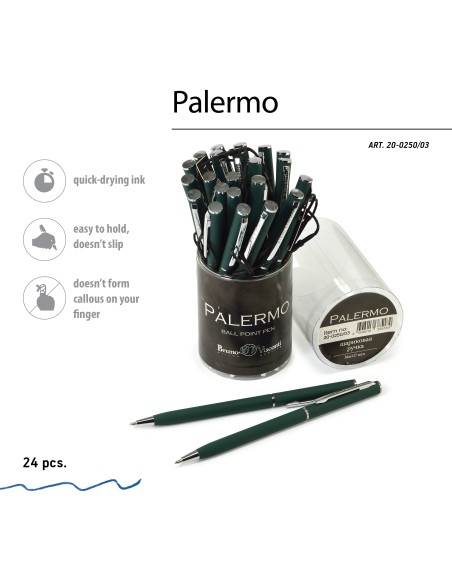 Blue ink metal body ballpen "PALERMO" 0,7 MM, green body