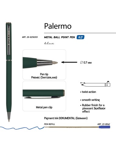 Pastapliiats Bruno Visconti "PALERMO" 0,7mm, roheline