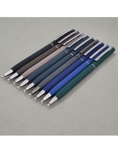 Blue ink metal body ballpen "PALERMO" 0,7 MM, green body