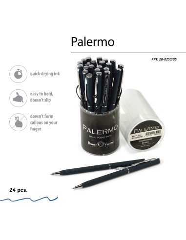 Blue ink metal body ballpen "PALERMO" 0,7 MM, blue-black body