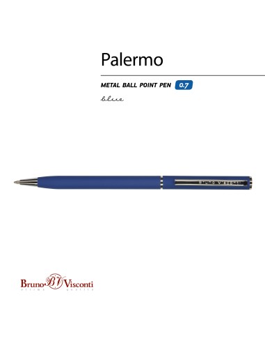 Blue ink metal body ballpen "PALERMO" 0,7 MM, blue body